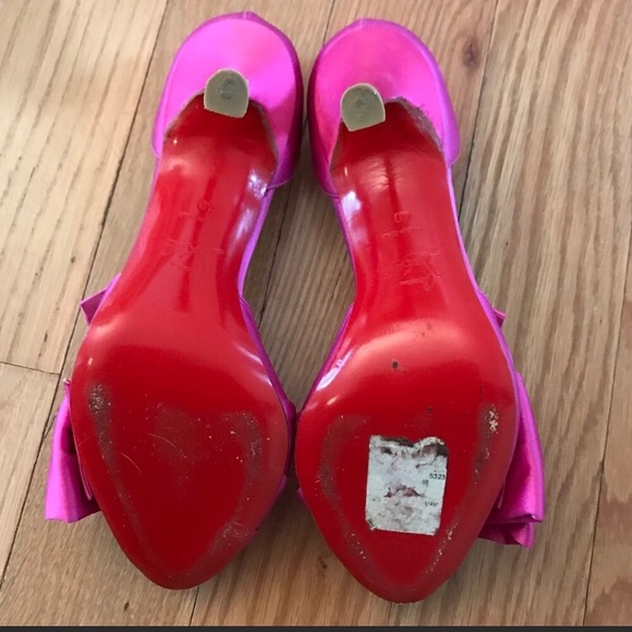 Christian Louboutin pink peeptoe bow heels - Picture 3 of 4